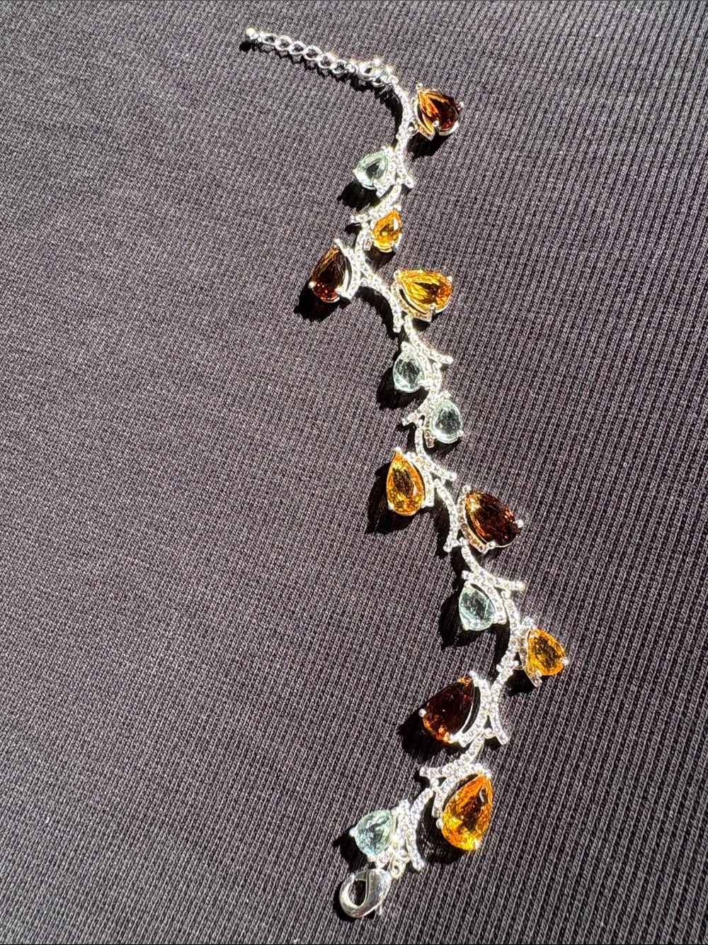 8” w/ 1.25” Extender Silver-tone Teardrop Multi-Color Bracelet